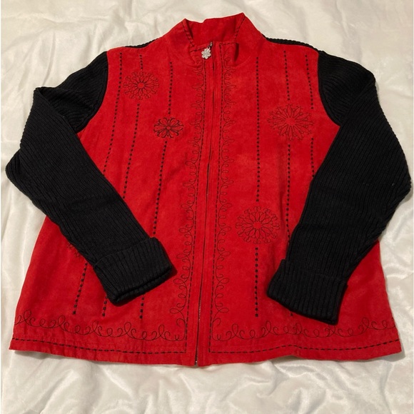 BRECKENRIDGE HOLIDAY SWEATER JACKET EMBROIDERED SNOWFLAKES SIZE XL - Picture 1 of 7